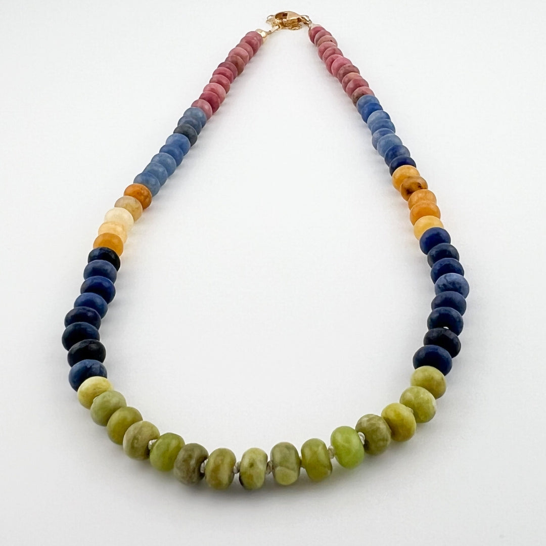 Cold and Warm - Knotted Silk Gemstone Bead Necklace
