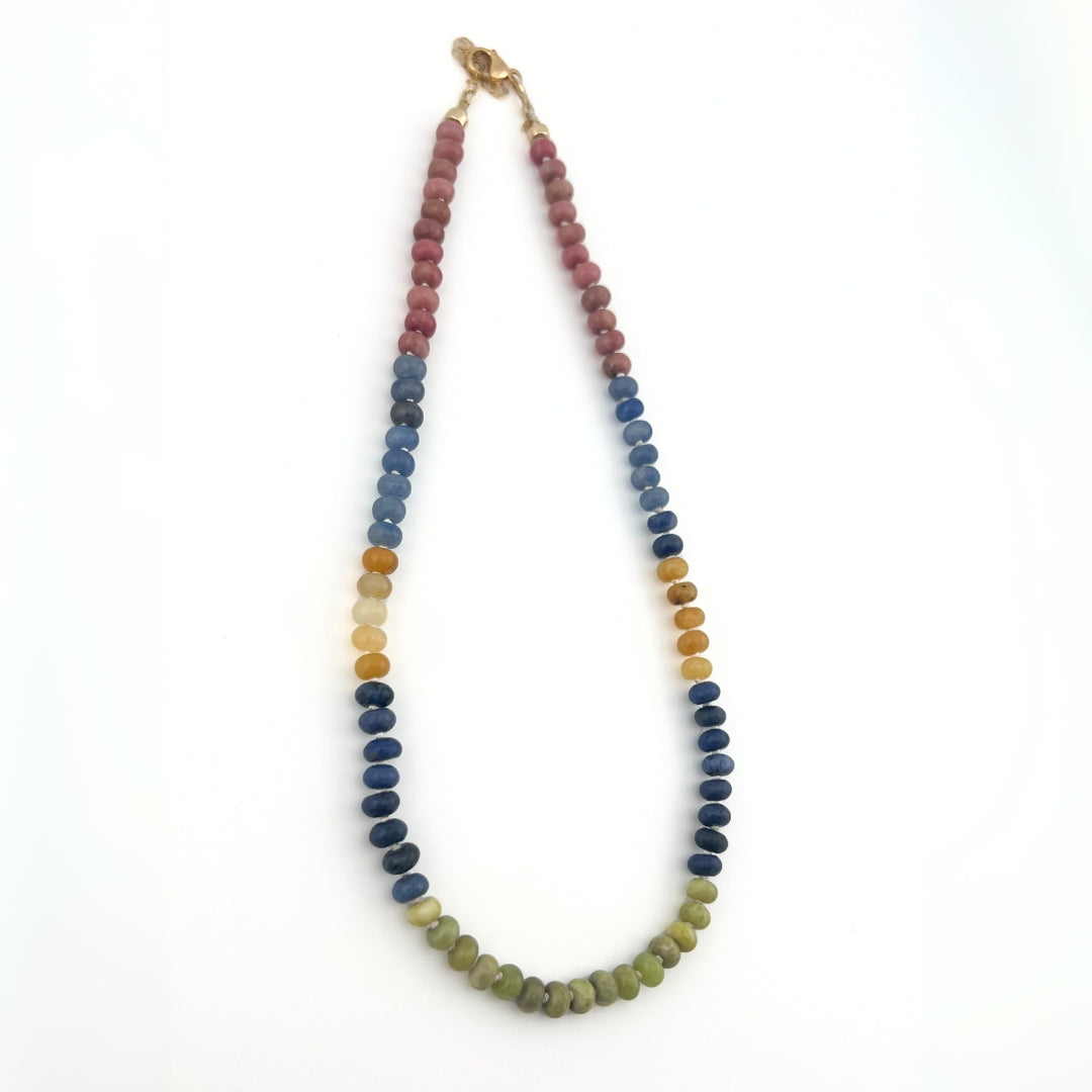 Cold and Warm - Knotted Silk Gemstone Bead Necklace