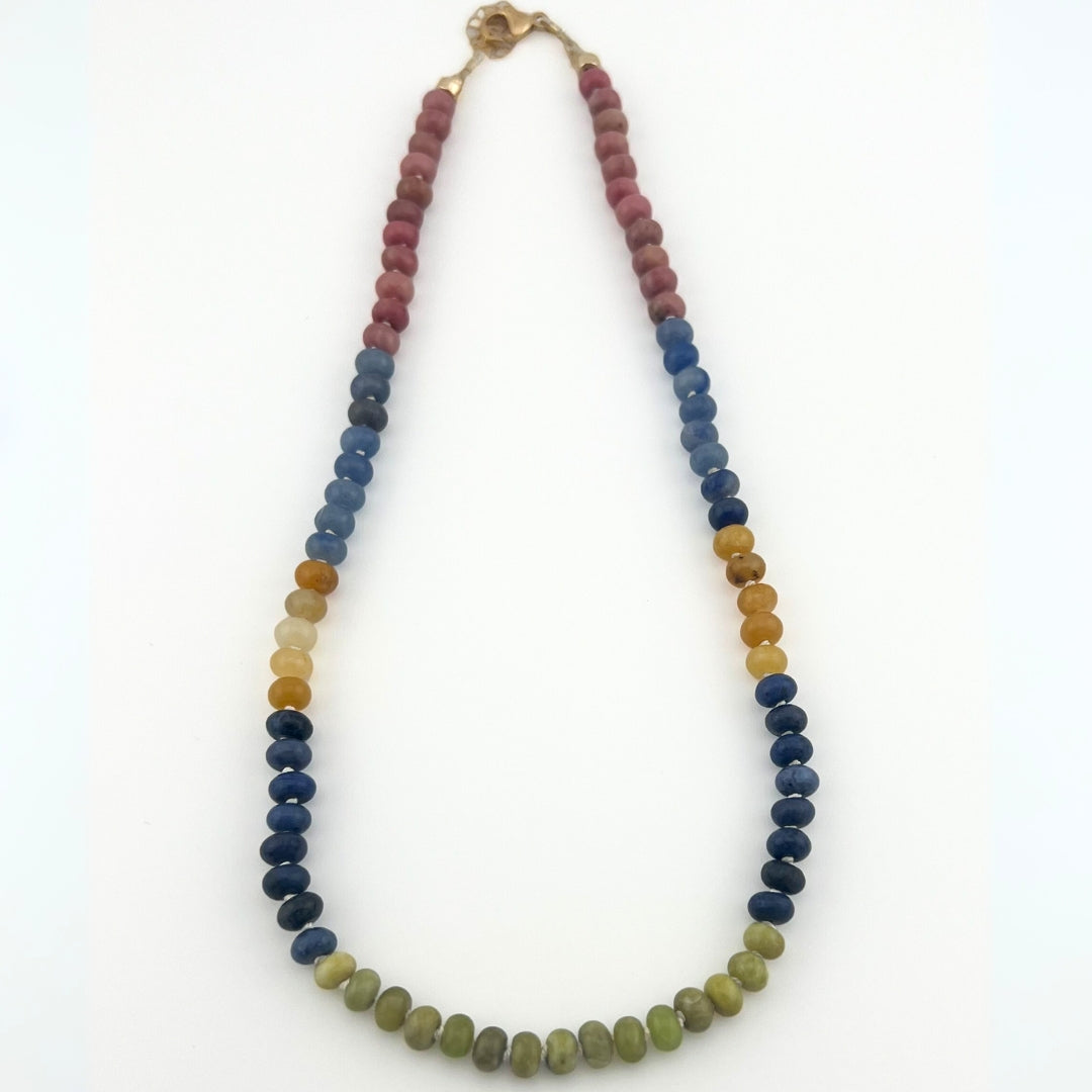 Cold and Warm - Knotted Silk Gemstone Bead Necklace