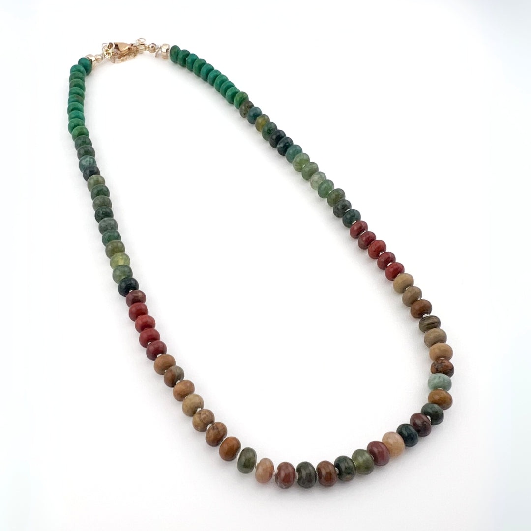 Fall Leaves - Knotted Silk Gemstone Bead Necklace
