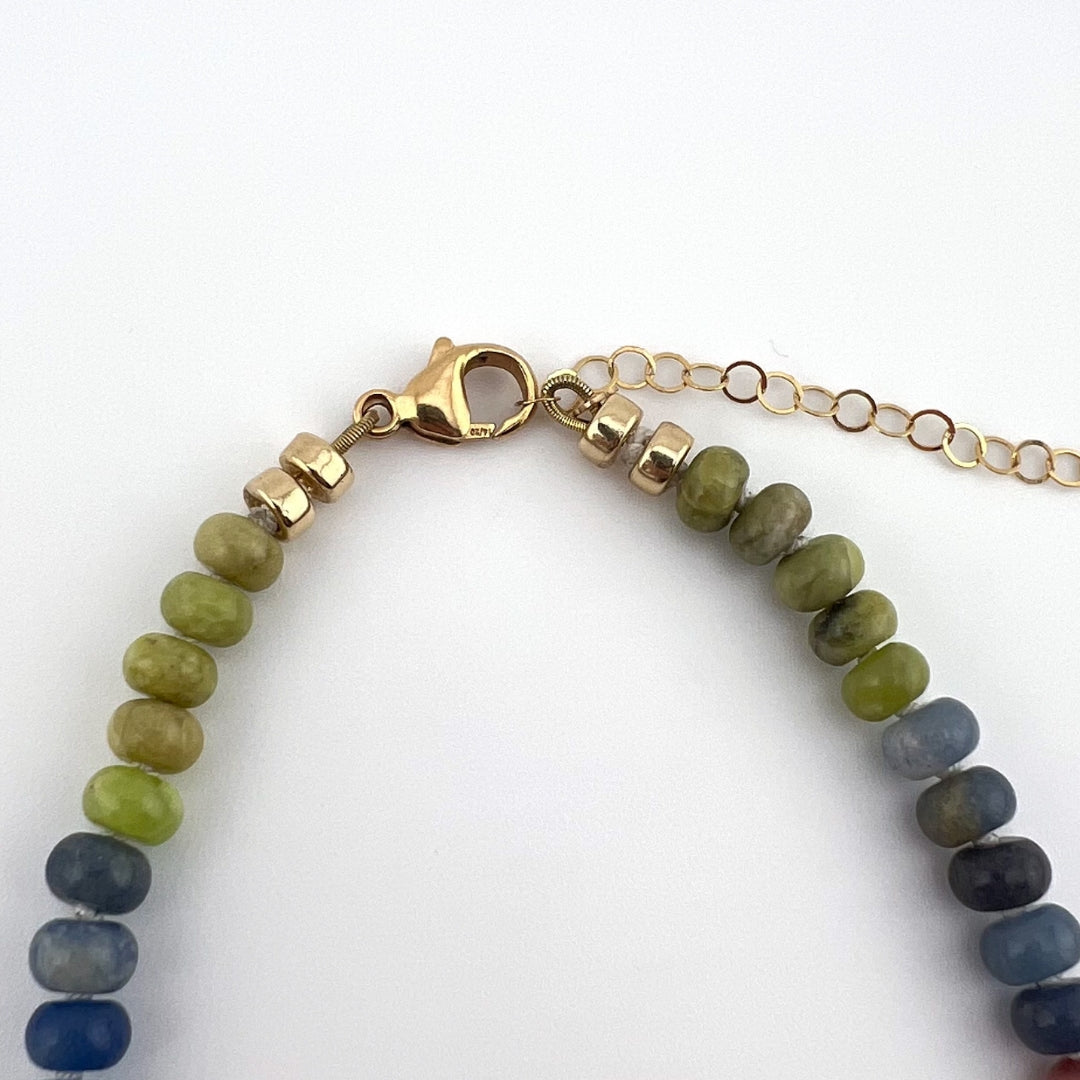 Cold and Warm - Knotted Silk Gemstone Bead Necklace