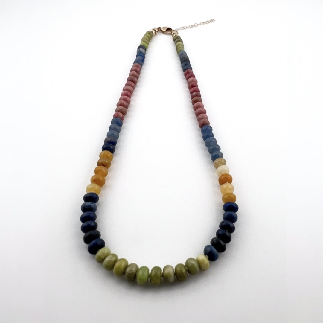 Cold and Warm - Knotted Silk Gemstone Bead Necklace