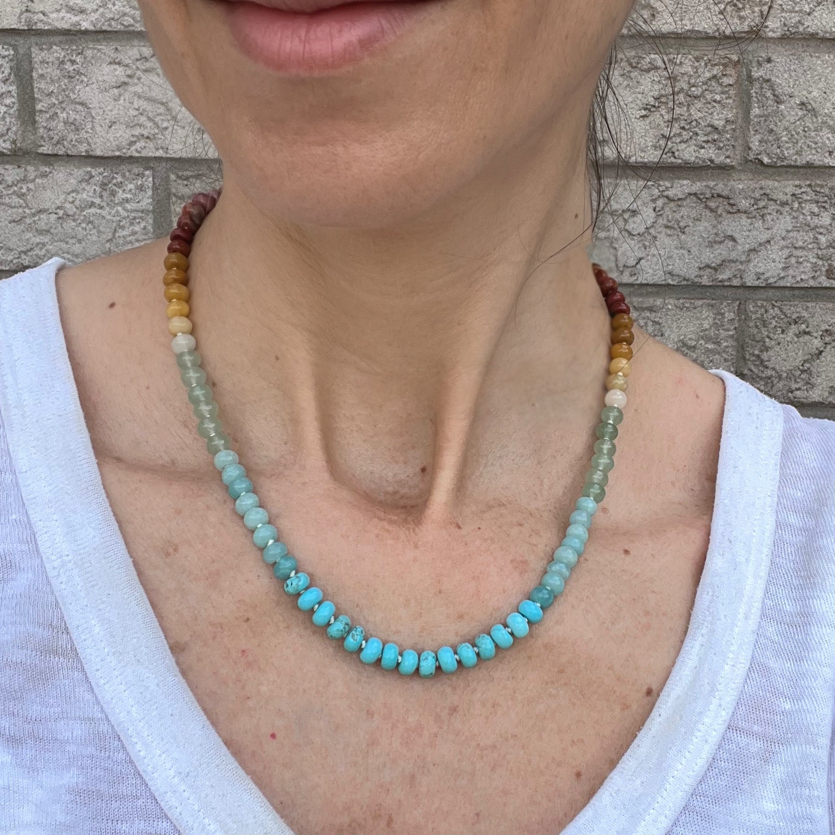 All Degrees - Knotted Silk Gemstone Bead Necklace