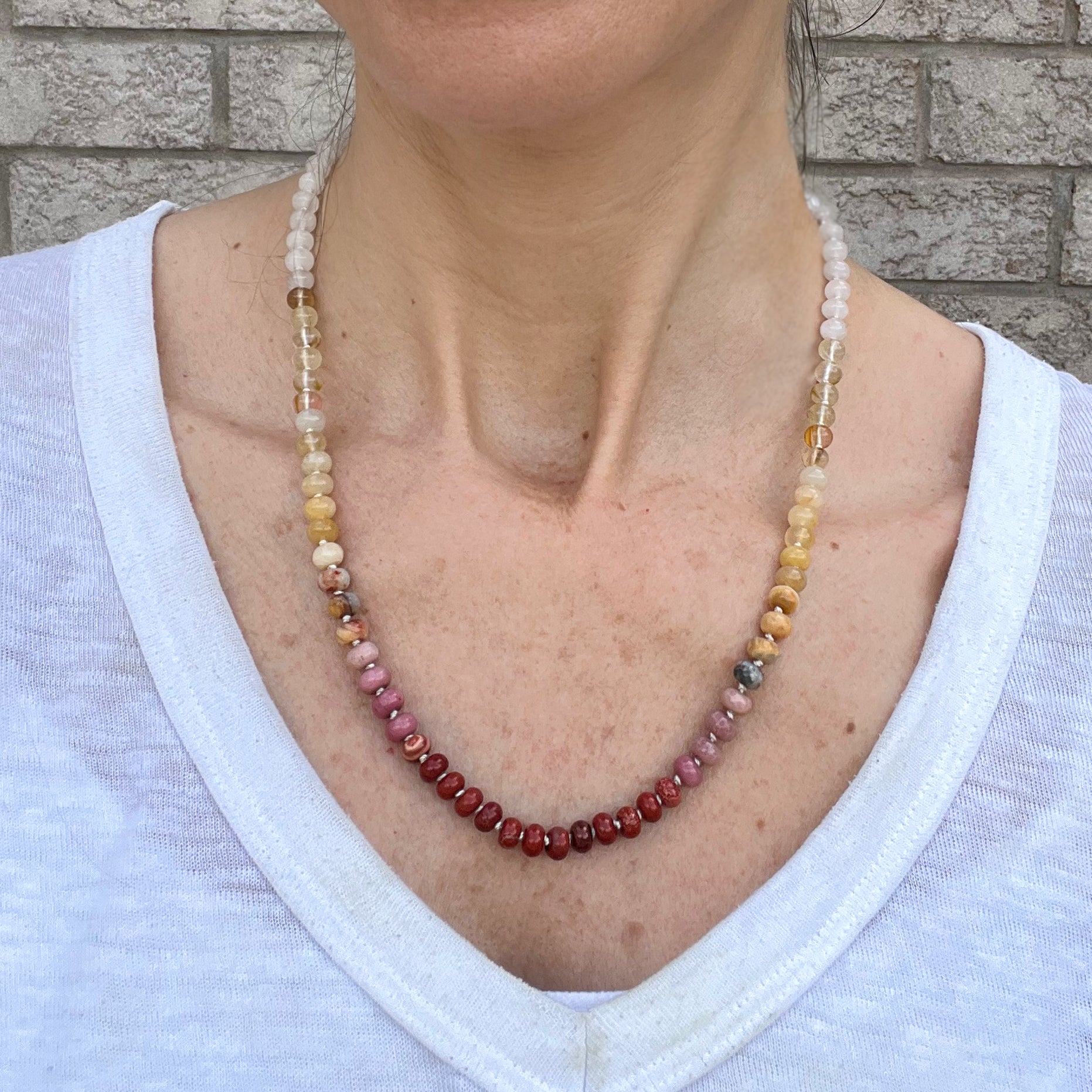 Desert - Knotted Silk Gemstone Bead Necklace