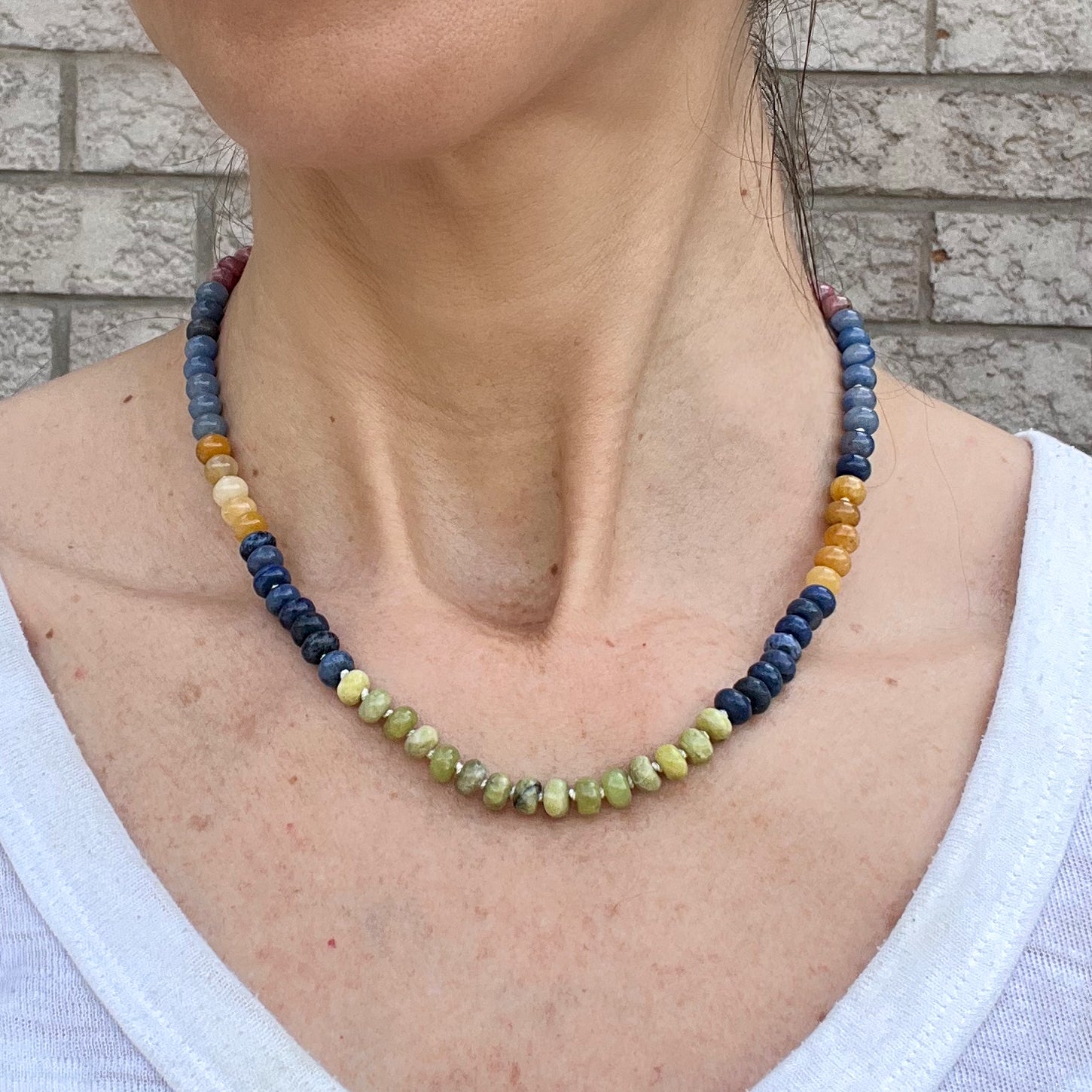 Cold and Warm - Knotted Silk Gemstone Bead Necklace