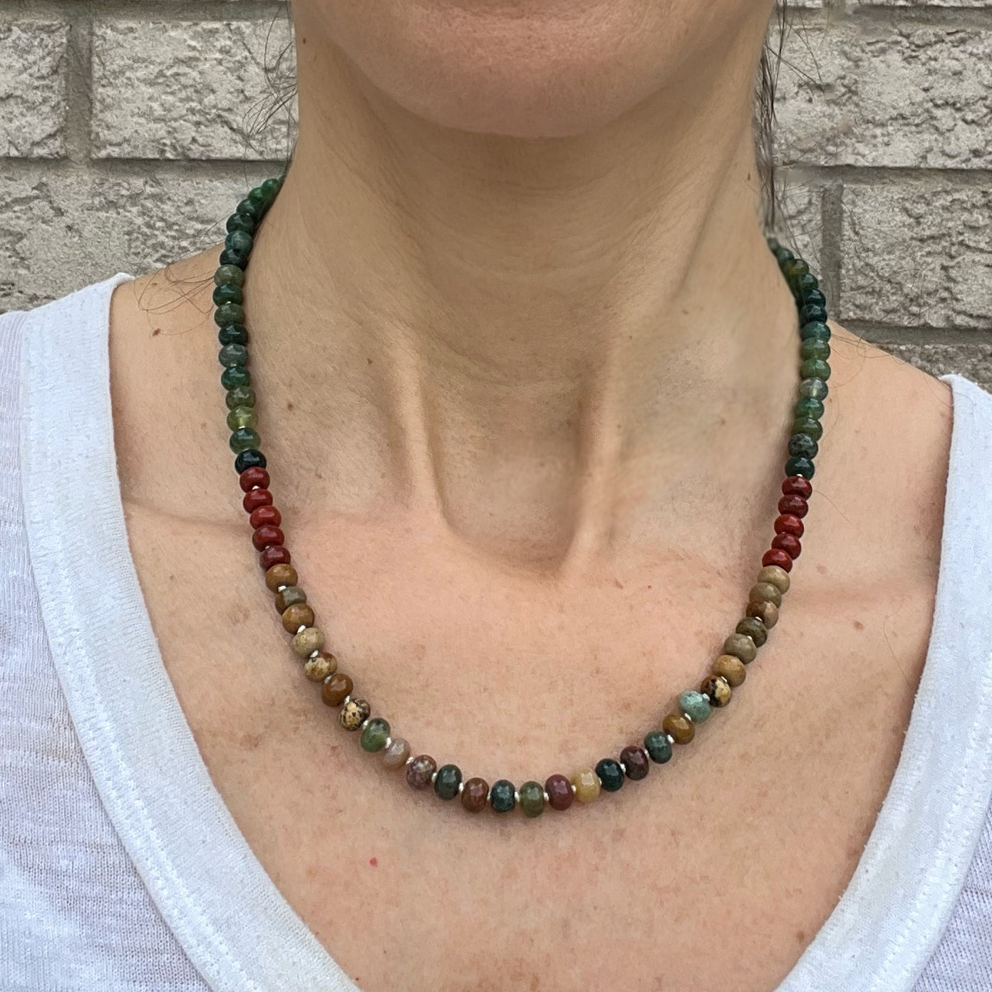 Fall Leaves - Knotted Silk Gemstone Bead Necklace