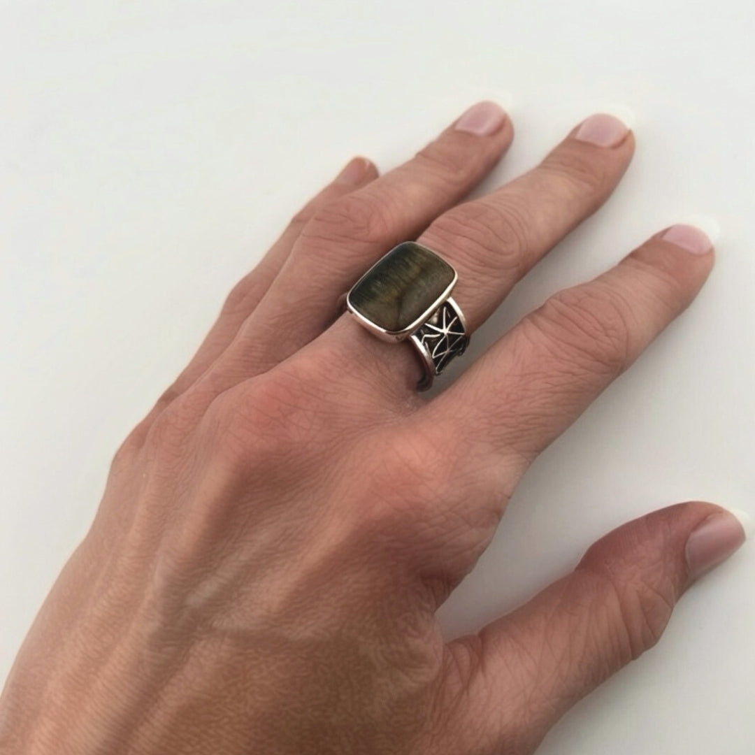 Iron Tiger's Eye Silver Ring