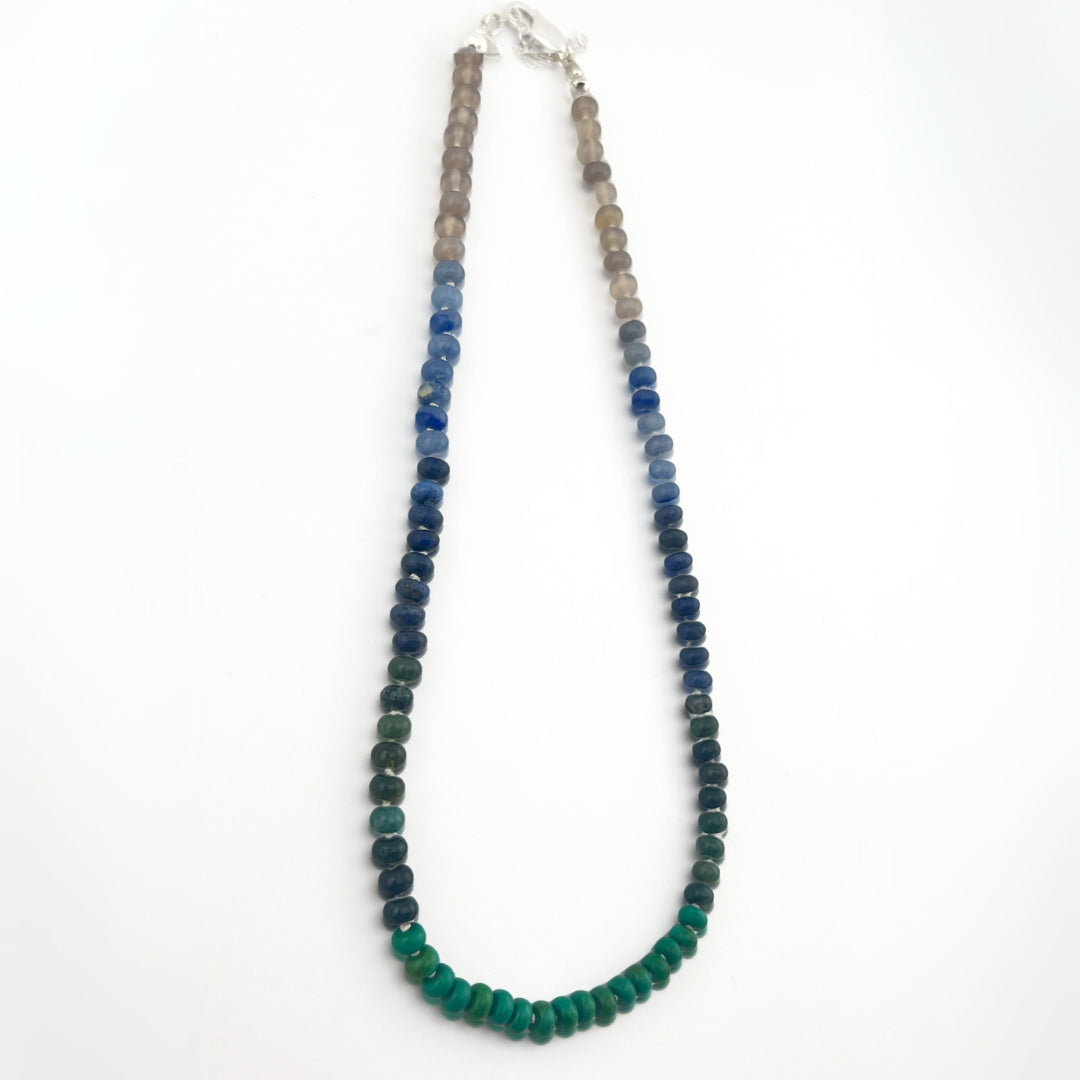 Lake - Knotted Silk Gemstone Bead Necklace