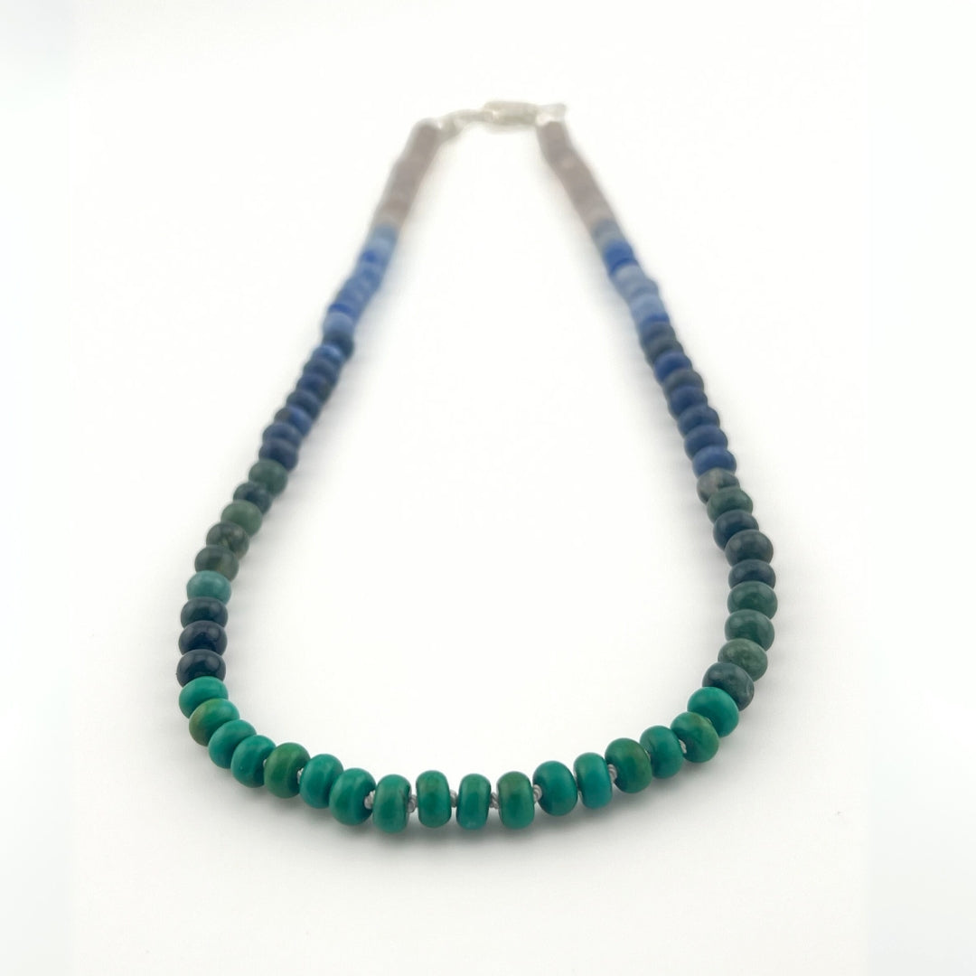 Lake - Knotted Silk Gemstone Bead Necklace