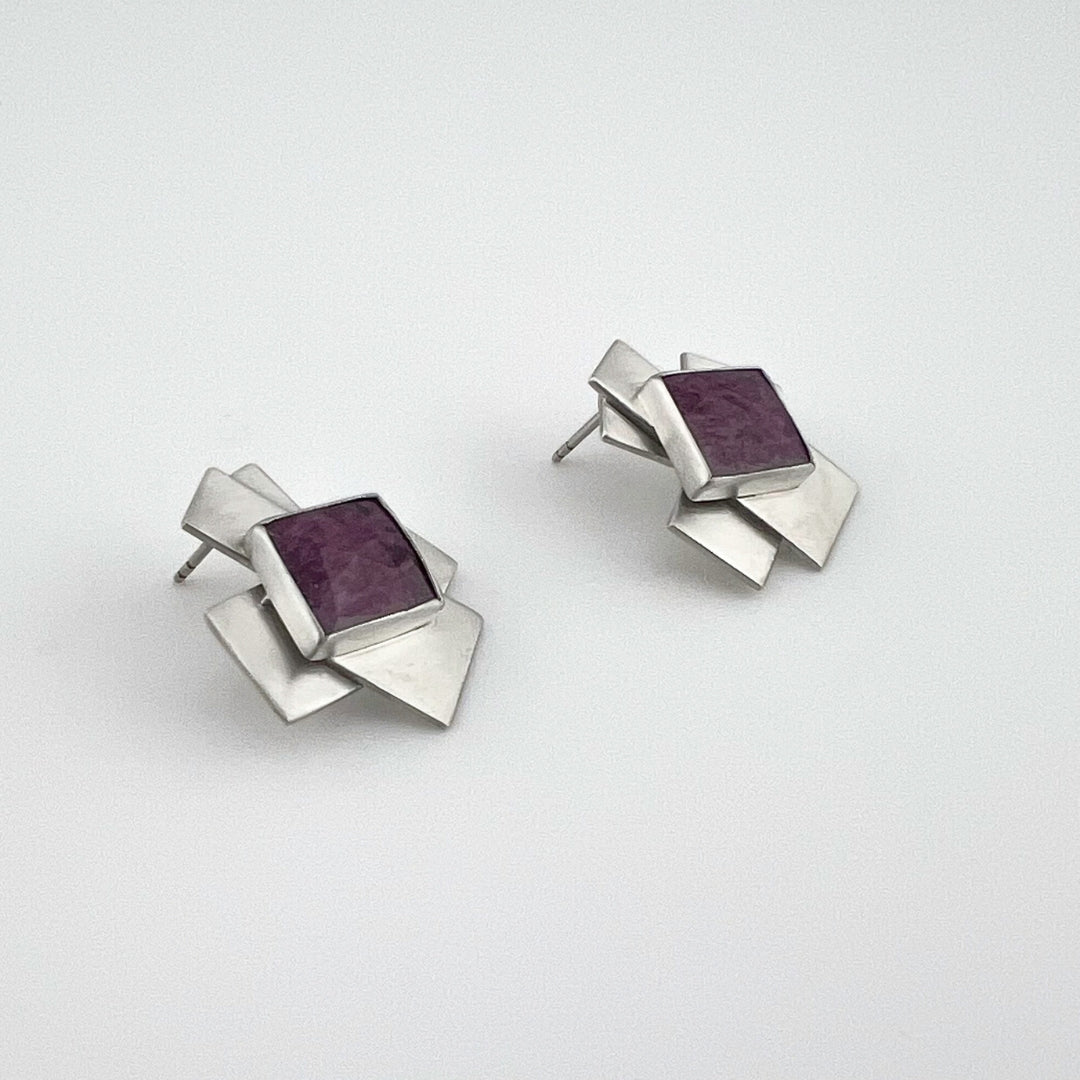 Pink Sapphire Modern Statement Earrings