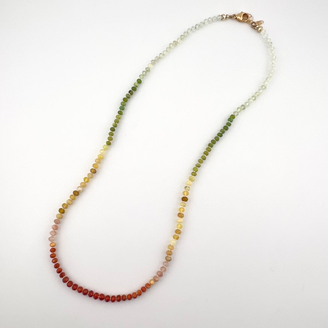 Park Sunset - Knotted Silk Gemstone Bead Necklace