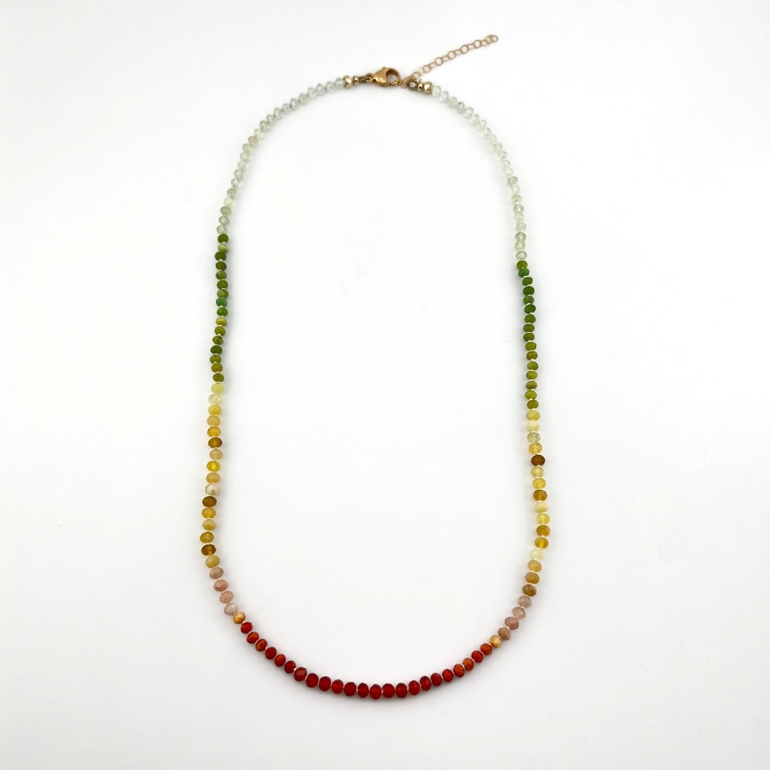 Park Sunset - Knotted Silk Gemstone Bead Necklace