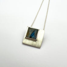 Load image into Gallery viewer, Squared Labradorite Silver Pendant
