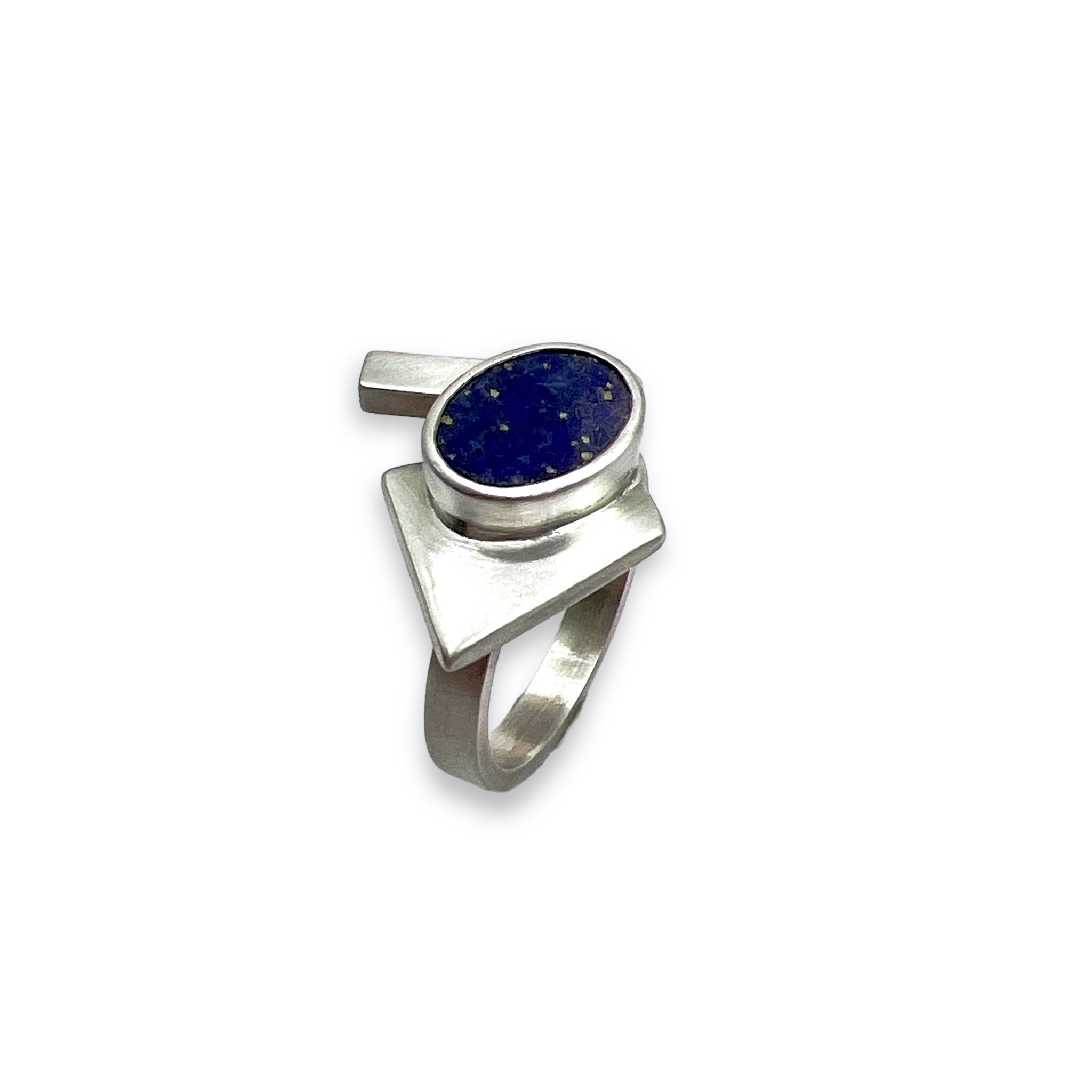 Brazilian Flag Ring - Lapis Lazuli Silver Ring