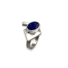 Load image into Gallery viewer, Brazilian Flag Ring - Lapis Lazuli Silver Ring
