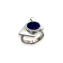 Load image into Gallery viewer, Brazilian Flag Ring - Lapis Lazuli Silver Ring
