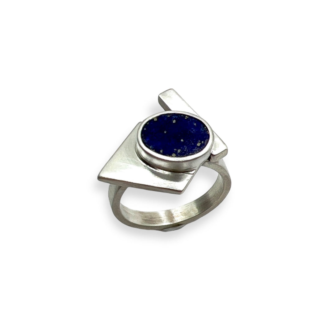 Brazilian Flag Ring - Lapis Lazuli Silver Ring