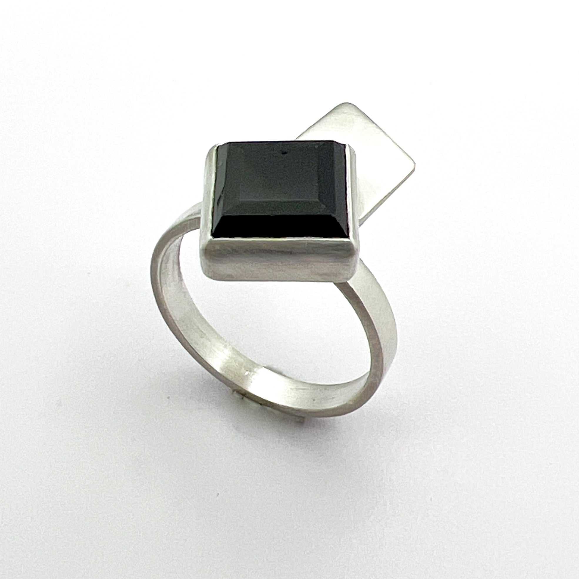 Geometric Black Spinel Ring