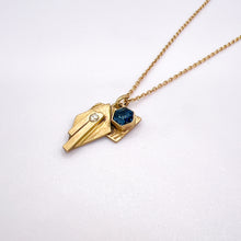 Load image into Gallery viewer, Geometric Blue Sapphire Diamond Gold Pendant
