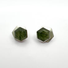 Load image into Gallery viewer, Hexagonal Green Quartz Earrings
