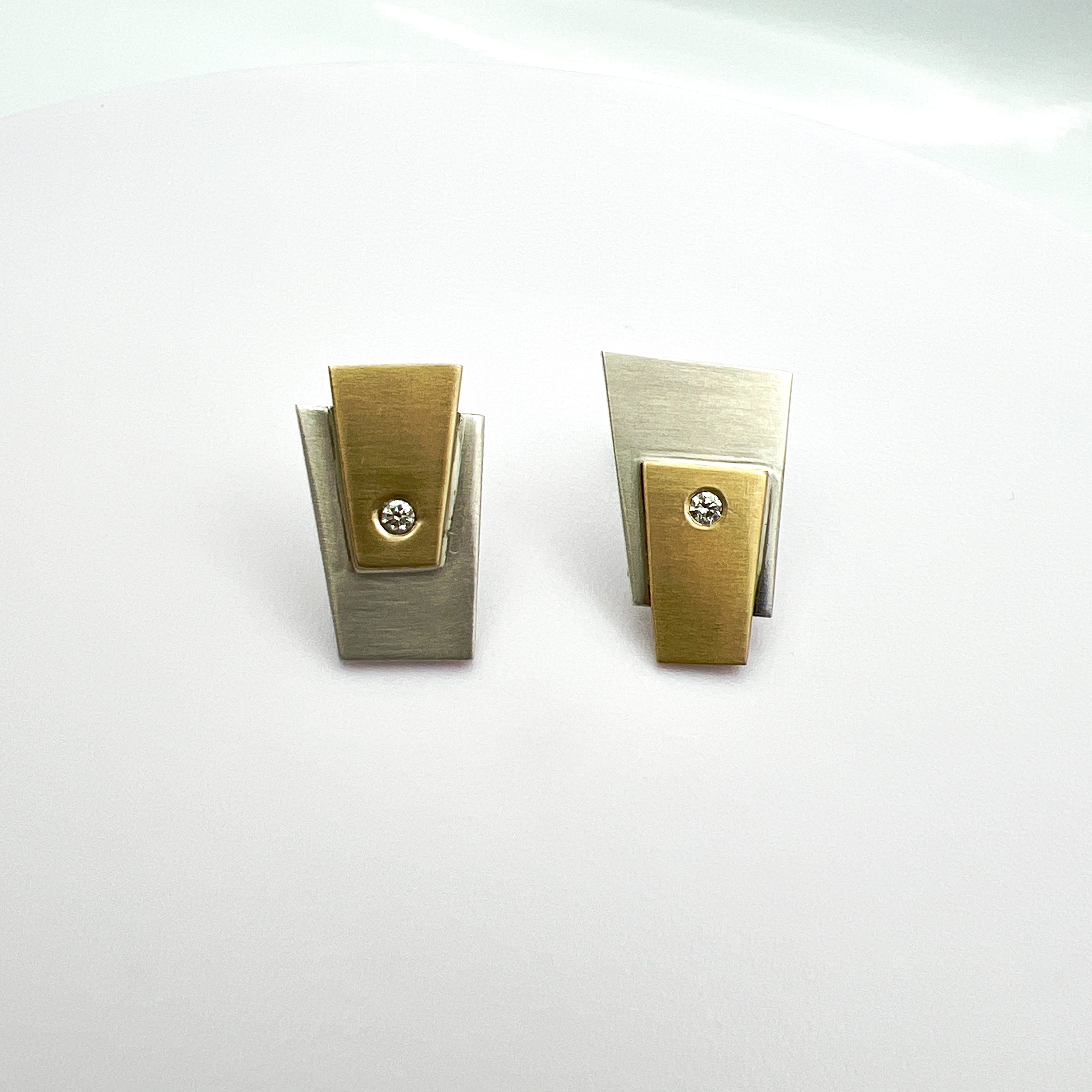 Two tones Geometric Stud Earrings