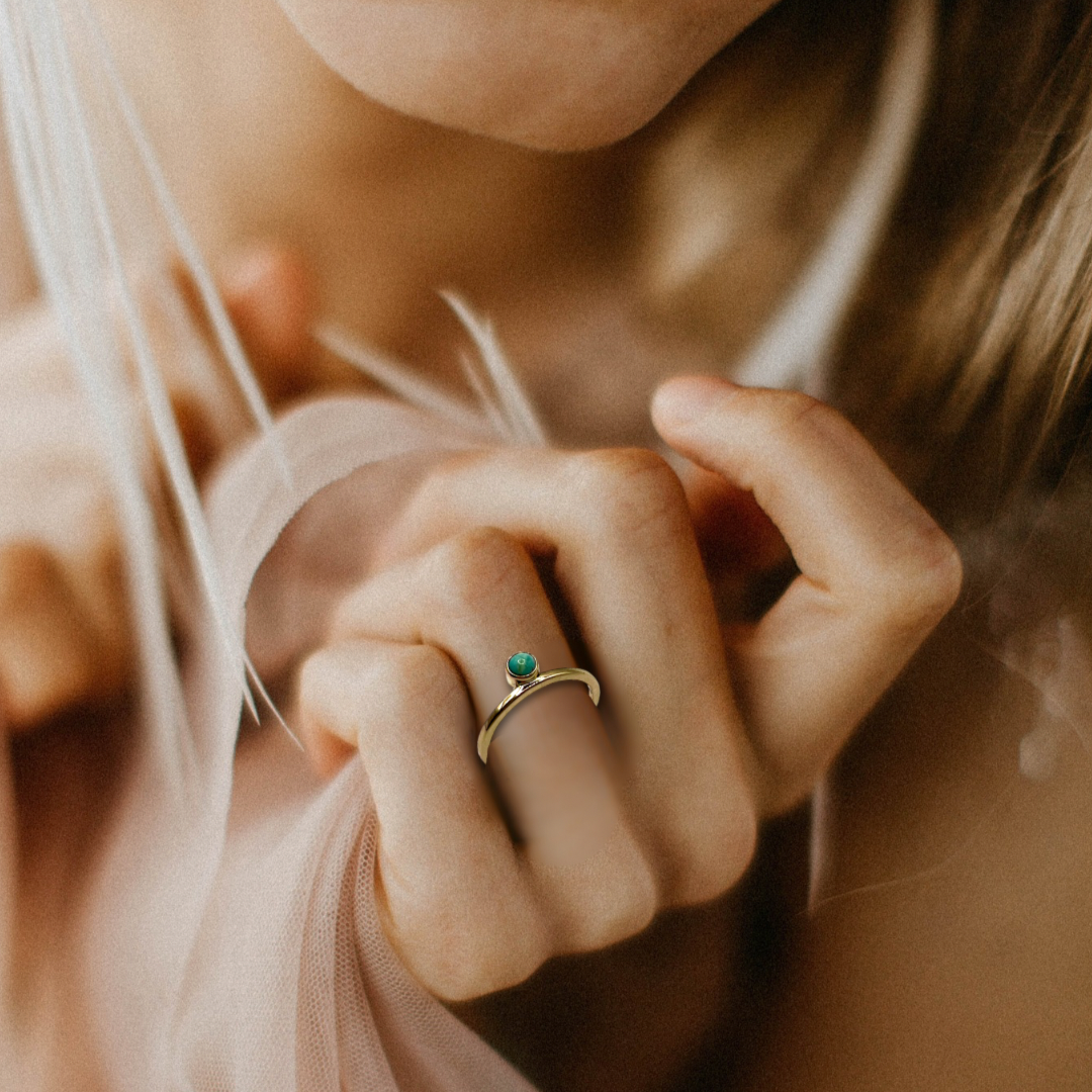 Gold Side Turquoise Ring