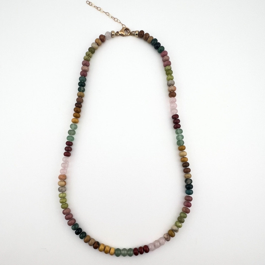 Autumn Vibe - Knotted Silk Gemstone Bead Necklace