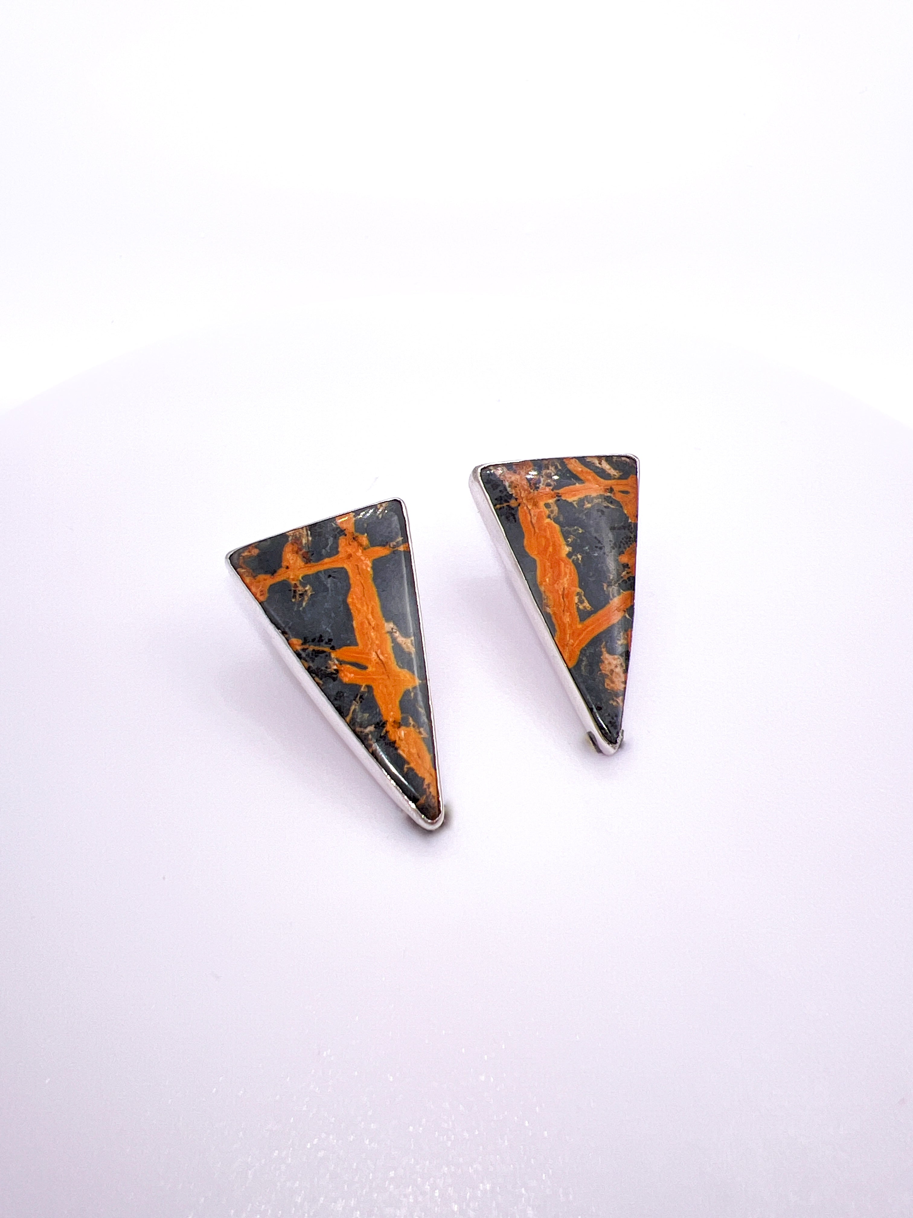 Abstract Earrings - Maligano Jasper Silver Earrings