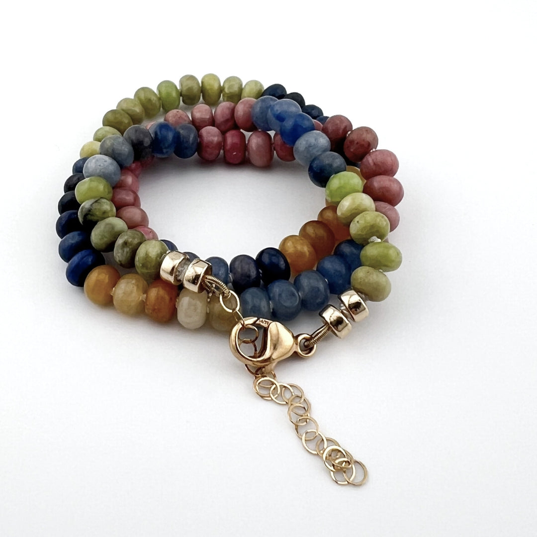 Cold and Warm - Knotted Silk Gemstone Bead Necklace