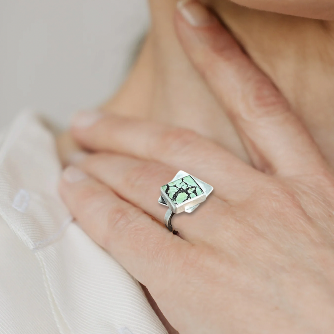 Geometric Turquoise Ring