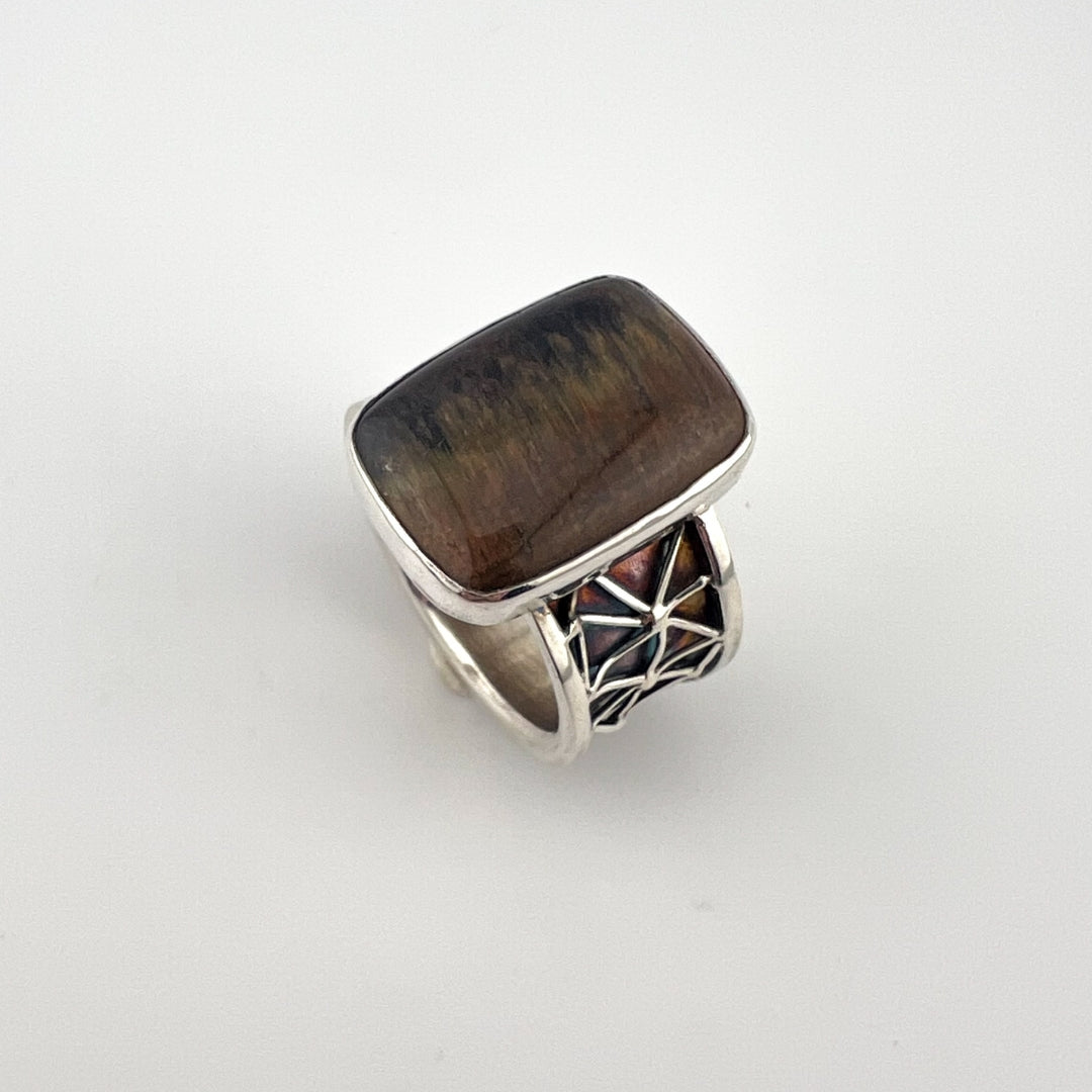Iron Tiger's Eye Silver Ring