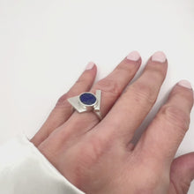Load and play video in Gallery viewer, Brazilian Flag Ring - Lapis Lazuli Silver Ring

