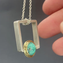 Load and play video in Gallery viewer, Turquoise Squared Ring &amp; Pendant
