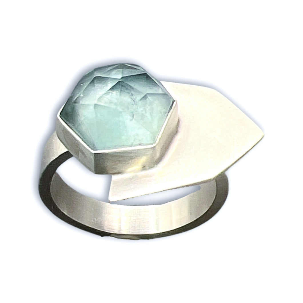 Leaf Ring - Teal Fluorite Ring